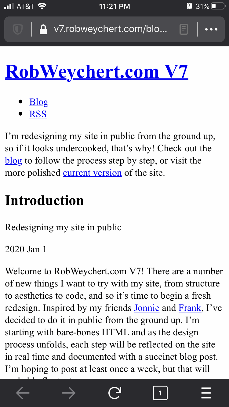 Screenshot of a correctly rendered blog post in iOS Firefox