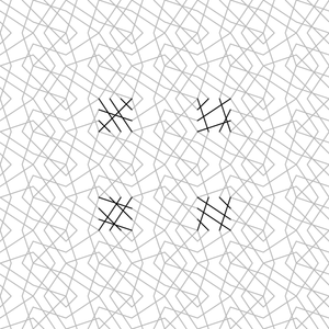 A tile pattern of tangled diagonal lines, made with four different compatible tiles