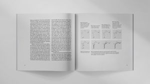 A square format zine spread with text and illustrations about Bézier curves