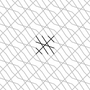A tile pattern of tangled diagonal lines