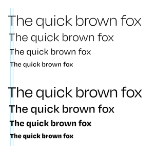“The quick brown fox” set in four different type sizes