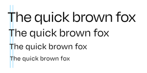 “The quick brown fox” set in four different type sizes